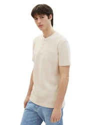 TOM TAILOR Denim Rundhalsshirt Weiß/Hellblau/Creme/Beige/Grün