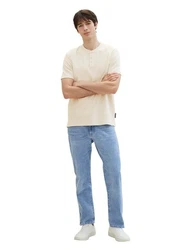 TOM TAILOR Denim Rundhalsshirt Weiß/Hellblau/Creme/Beige/Grün