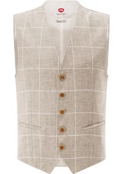 CG Club of Gents Anzugweste CG Plum Beige/Khaki/Braun/Grau