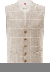 CG Club of Gents Anzugweste CG Plum Beige/Khaki/Braun/Grau