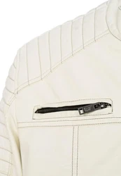 RedBridge Herren Lederjacke Kunstleder Bikerjacke Urban Steppjacke (M6013) Weiß