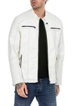 RedBridge Herren Lederjacke Kunstleder Bikerjacke Urban Steppjacke (M6013) Weiß