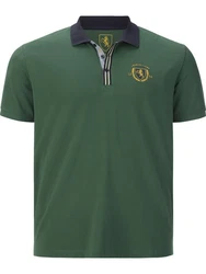Charles Colby Poloshirt EARL GILES mit Wappen-Print Grün/Dunkelgrün