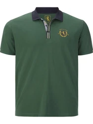 Charles Colby Poloshirt EARL GILES mit Wappen-Print Grün/Dunkelgrün
