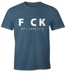 MoonWorks Print-Shirt Herren Spruch T-Shirt Blau/Dunkelblau/Hellblau