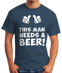 MoonWorks Print-Shirt This Man Needs a Beer Herren Bier T-Shirt Dunkelblau/Lila/Blau/Türkis/Fliederfarben/Hellblau