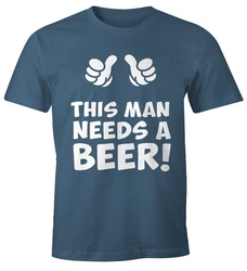 MoonWorks Print-Shirt This Man Needs a Beer Herren Bier T-Shirt Dunkelblau/Lila/Blau/Türkis/Fliederfarben/Hellblau