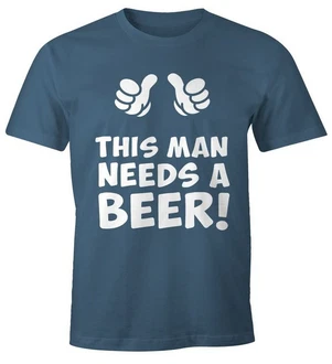 MoonWorks Print-Shirt This Man Needs a Beer Herren Bier T-Shirt Dunkelblau/Lila/Blau/Türkis/Fliederfarben/Hellblau MoonWorks Print-Shirt This Man Needs a Beer Herren Bier T-Shirt Dunkelblau/Lila/Blau/Türkis/Fliederfarben/Hellblau