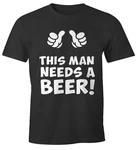 MoonWorks Print-Shirt This Man Needs a Beer Herren Bier T-Shirt Lila/Schwarz/Braun