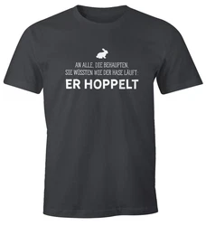 MoonWorks Print-Shirt Herren T-Shirt Spruch an alle die wissen wie der Hase läuft Hellgrau/Hellblau/Creme/Braun/Dunkelgrün/Lila/Türkis/Grau