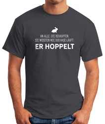 MoonWorks Print-Shirt Herren T-Shirt Spruch an alle die wissen wie der Hase läuft Hellgrau/Hellblau/Creme/Braun/Dunkelgrün/Lila/Türkis/Grau
