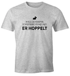MoonWorks Print-Shirt Herren T-Shirt Spruch an alle die wissen wie der Hase läuft Hellgrau/Grau/Braun/Creme