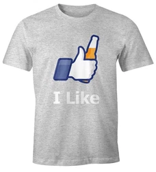 MoonWorks Herren Print-Shirt I like beer Grau/Dunkelblau/Dunkelgrau