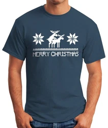 MoonWorks Print-Shirt Weihnachten Merry Christmas Fun-Shirt Türkis
