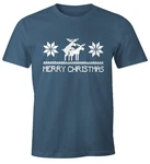 MoonWorks Print-Shirt Weihnachten Merry Christmas Fun-Shirt Türkis
