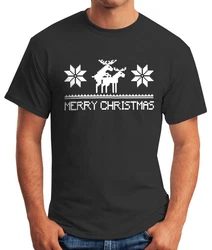 MoonWorks Print-Shirt Weihnachten Merry Christmas Fun-Shirt Schwarz/Türkis/Braun/Dunkelgrau/Beige