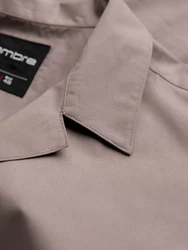 OMBRE Kurzarmhemd mit kubanischem Kragen Beige/Braun/Khaki/Grau