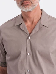 OMBRE Kurzarmhemd mit kubanischem Kragen Beige/Braun/Khaki/Grau