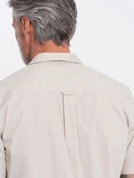 OMBRE Kurzarmhemd mit kubanischem Kragen Khaki/Beige