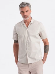 OMBRE Kurzarmhemd mit kubanischem Kragen Khaki/Beige