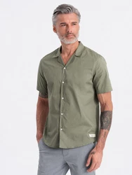 OMBRE Kurzarmhemd mit kubanischem Kragen Dunkelgrün/Khaki/Grün/Beige/Türkis