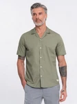 OMBRE Kurzarmhemd mit kubanischem Kragen Dunkelgrün/Khaki/Grün/Beige/Türkis