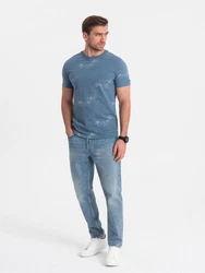 OMBRE Print-Shirt Herren-T-Shirt Hellblau/Blau/Grau