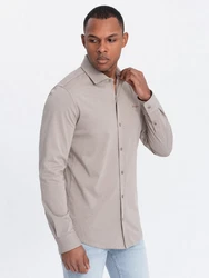 OMBRE Langarmhemd Herren-Shirt REGULAR Beige/Khaki/Grau