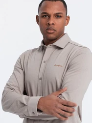 OMBRE Langarmhemd Herren-Shirt REGULAR Beige/Khaki/Grau
