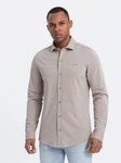 OMBRE Langarmhemd Herren-Shirt REGULAR Beige/Khaki/Grau