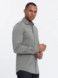 OMBRE Langarmhemd Herren-Shirt REGULAR Hellgrau/Khaki