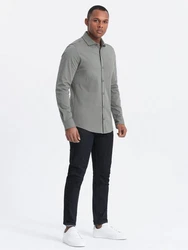 OMBRE Langarmhemd Herren-Shirt REGULAR Hellgrau/Khaki