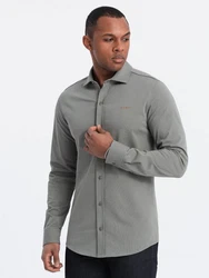 OMBRE Langarmhemd Herren-Shirt REGULAR Hellgrau/Khaki