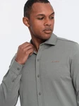 OMBRE Langarmhemd Herren-Shirt REGULAR Hellgrau/Khaki