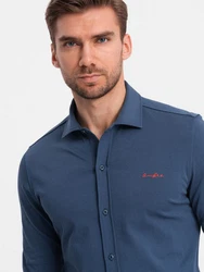 OMBRE Langarmhemd Herren-Shirt REGULAR Dunkelblau/Hellblau