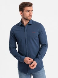 OMBRE Langarmhemd Herren-Shirt REGULAR Dunkelblau/Hellblau
