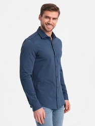 OMBRE Langarmhemd Herren-Shirt REGULAR Dunkelblau/Hellblau