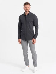 OMBRE Langarmhemd Herren-Shirt REGULAR Dunkelgrau/Grau/Hellgrau