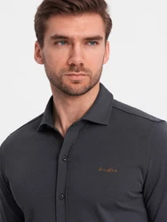 OMBRE Langarmhemd Herren-Shirt REGULAR Dunkelgrau/Grau/Hellgrau