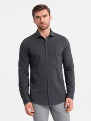OMBRE Langarmhemd Herren-Shirt REGULAR Dunkelgrau/Grau/Hellgrau