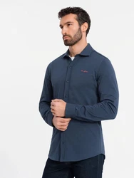 OMBRE Langarmhemd Herren-Shirt REGULAR Dunkelblau/Hellblau