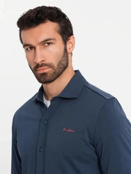 OMBRE Langarmhemd Herren-Shirt REGULAR Dunkelblau/Hellblau