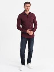 OMBRE Langarmhemd Herren-Shirt REGULAR Dunkelrot