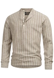 Indicode Langarmhemd INLif Khaki/Beige/Grün/Braun
