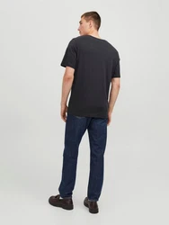 Jack & Jones Kurzarmshirt JJSTEEL TEE SS CREW NECK Schwarz/Hellblau/Dunkelblau