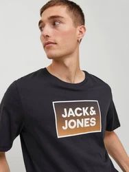 Jack & Jones Kurzarmshirt JJSTEEL TEE SS CREW NECK Schwarz/Hellblau/Dunkelblau