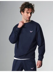 Trigema Oversized Sweatshirt mit Logo-Patch blau (navy)