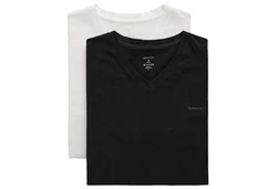 GANT Herren V-NECK T-SHIRT 2-PACK Dunkelblau/Lila/Schwarz/Weiß/Beige