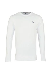 U.S. Polo Assn Longsleeve Langarmshirt mit Rundhalsausschnitt Weiß/Creme/Rot