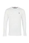 U.S. Polo Assn Longsleeve Langarmshirt mit Rundhalsausschnitt Weiß/Creme/Rot